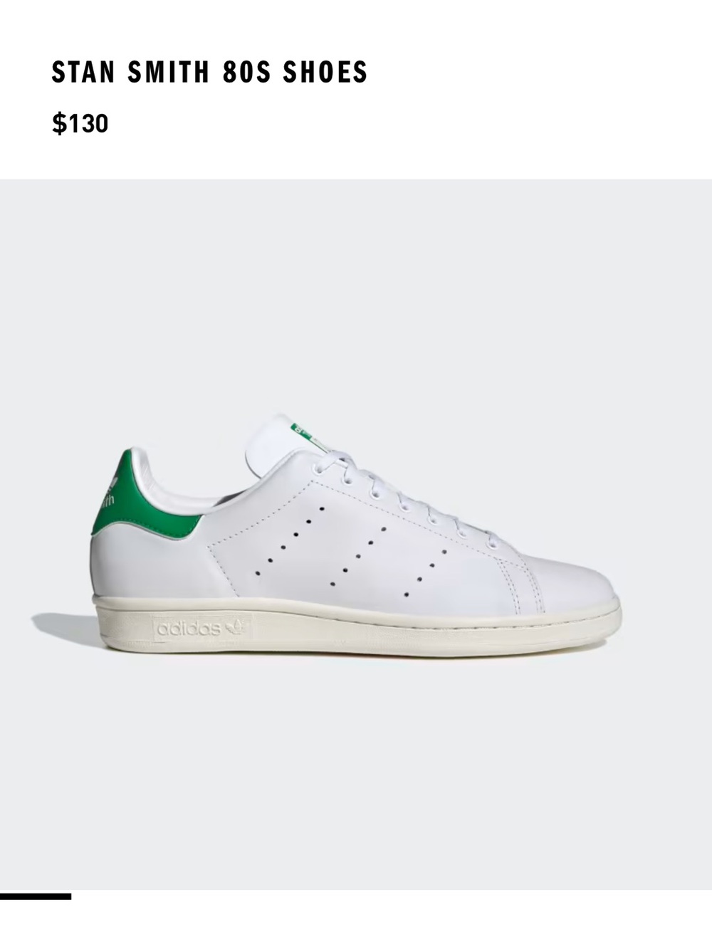adidas Stan Smith Classic Sneakers - White with Green Heel Tab